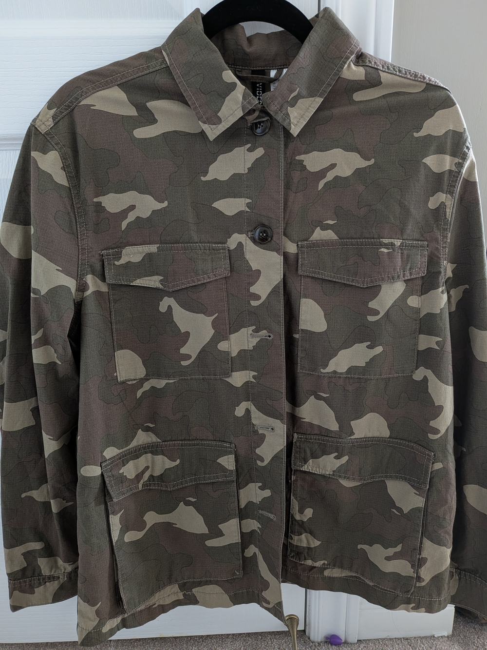 H&M Divided Cotton Shirt Jacket - Olive Brown
